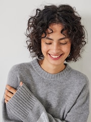 Hush Grey Livvy Merino Wool Detachable Roll Neck Jumper - Image 3 of 5