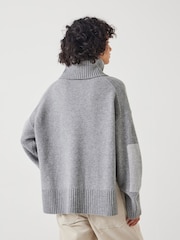 Hush Grey Livvy Merino Wool Detachable Roll Neck Jumper - Image 4 of 5