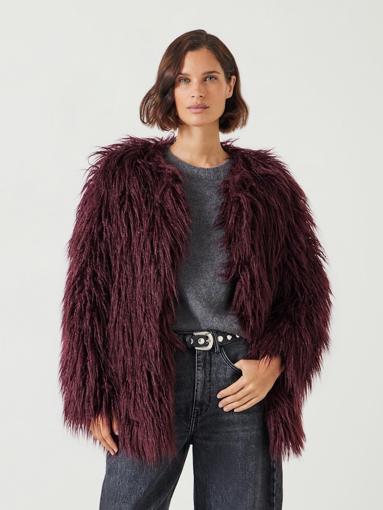 Hush Red Eleanor Faux Fur Jacket - Image 1 of 5