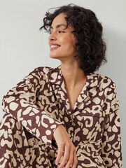 Hush Brown Angelina 100% Cotton Satin Animal Print Pyjamas - Image 2 of 5