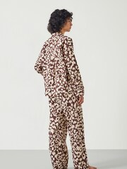 Hush Brown Angelina 100% Cotton Satin Animal Print Pyjamas - Image 3 of 5