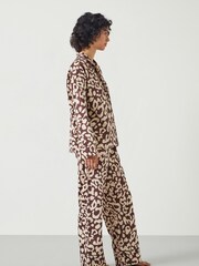 Hush Brown Angelina 100% Cotton Satin Animal Print Pyjamas - Image 4 of 5