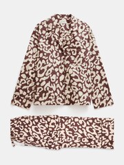 Hush Brown Angelina 100% Cotton Satin Animal Print Pyjamas - Image 5 of 5
