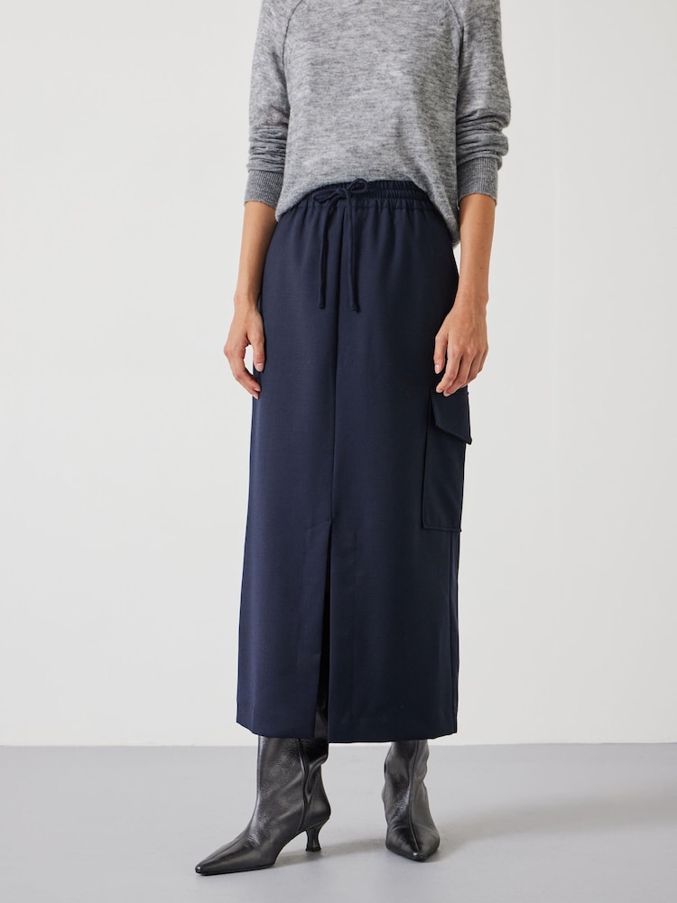 Hush Blue Aria Cargo Wool Maxi Skirt - Image 1 of 5