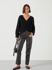 Hush Brown Crocodile Embossed Leather Trousers - Image 2 of 5