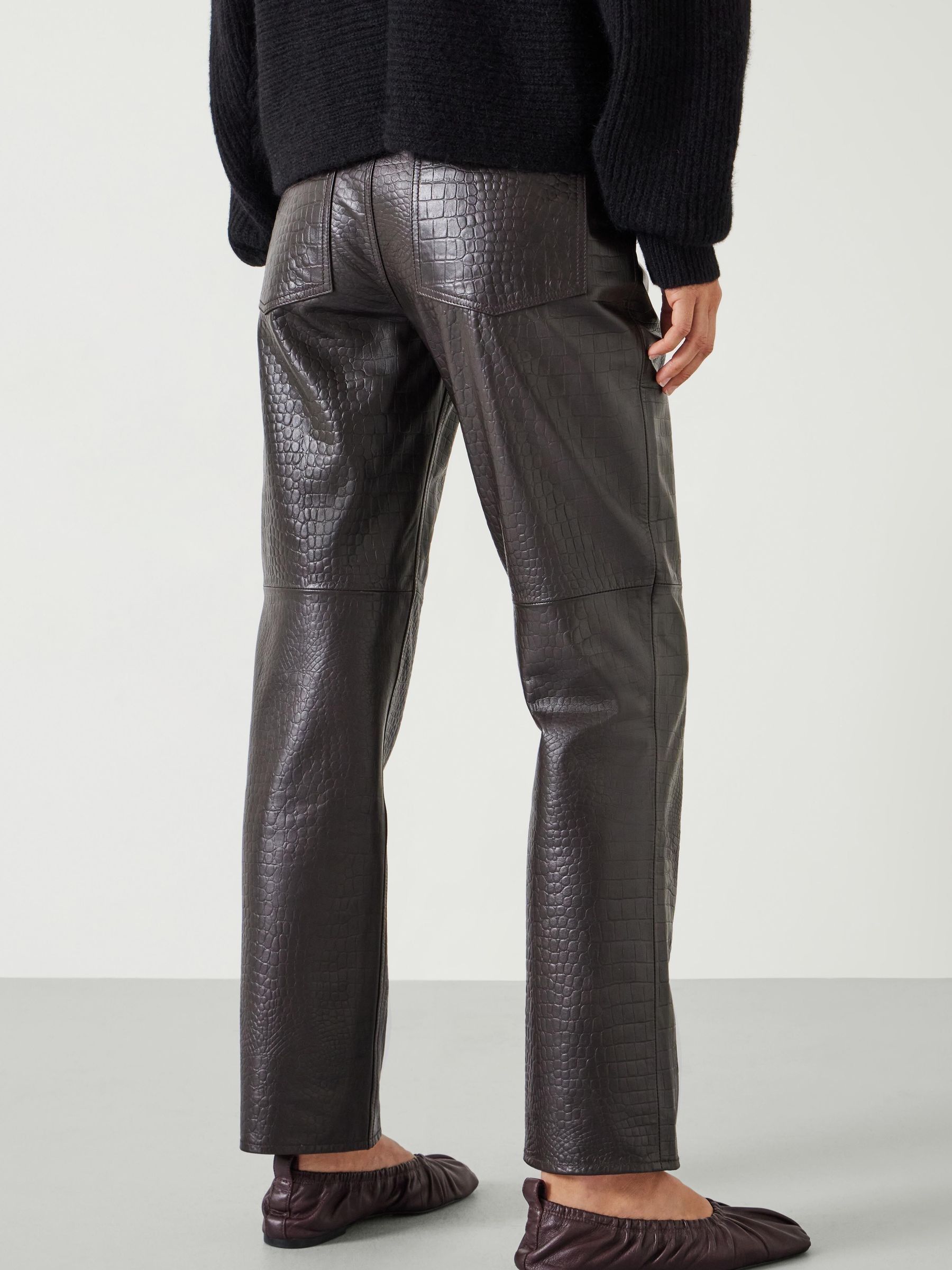 Buy Hush Brown Crocodile Embossed Leather Trousers from Next USA
