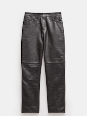 Hush Brown Crocodile Embossed Leather Trousers - Image 5 of 5
