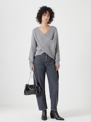 Hush Grey Bronte Cross Front Knit Jumper - Image 5 of 6