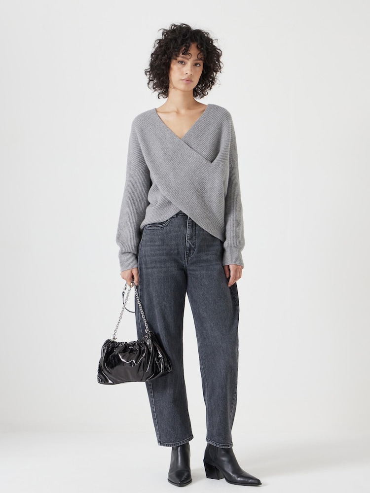 Hush Grey Bronte Cross Front Knit Jumper - Image 5 of 6