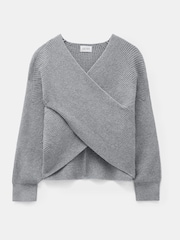 Hush Grey Bronte Cross Front Knit Jumper - Image 6 of 6
