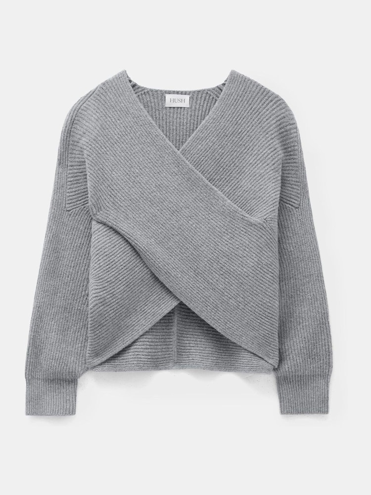 Hush Grey Bronte Cross Front Knit Jumper - Image 6 of 6