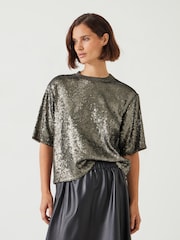 Hush Green Holly Sequin T-Shirt - Image 1 of 5