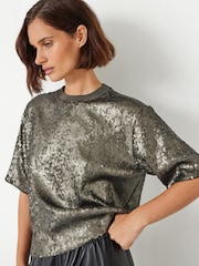 Hush Green Holly Sequin T-Shirt - Image 4 of 5