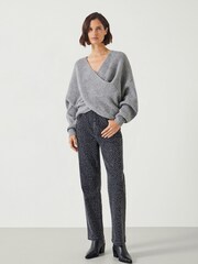 Hush Grey Betty Fluffy Cross Front Jumper - Image 2 of 5