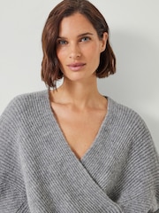 Hush Grey Betty Fluffy Cross Front Jumper - Image 4 of 5
