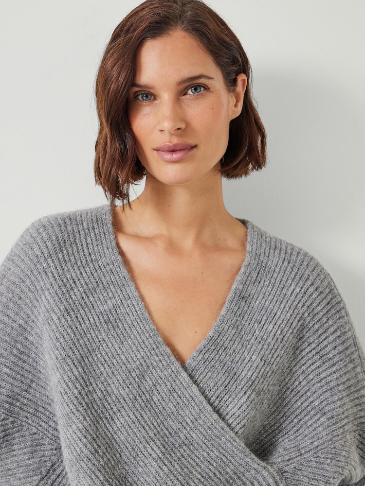 Hush Grey Betty Fluffy Cross Front Jumper - Image 4 of 5