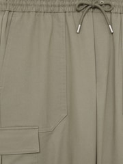 Reiss Washed Khaki Green Haven Cotton Drawstring Cargo Trousers - Image 6 of 6