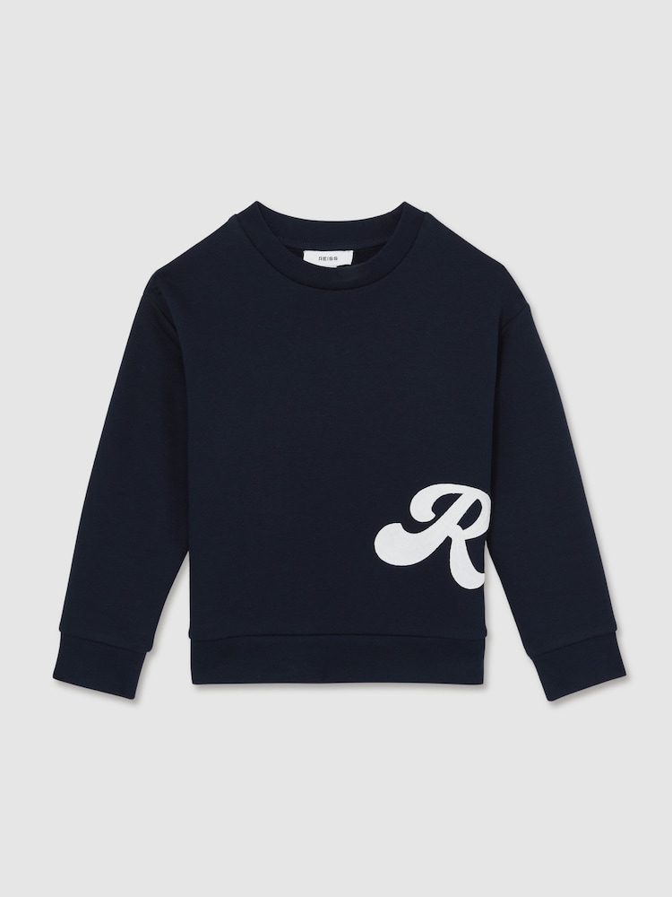 Marineblauw - Reiss Grover Cotton-Blend Logo Script Sweatshirt - Image 2 of 4