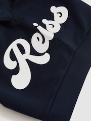 Marineblauw - Reiss Grover Cotton-Blend Logo Script Sweatshirt - Image 4 of 4