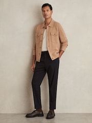 Reiss Navy Ring Pinstripe Tapered Trousers - Image 1 of 6