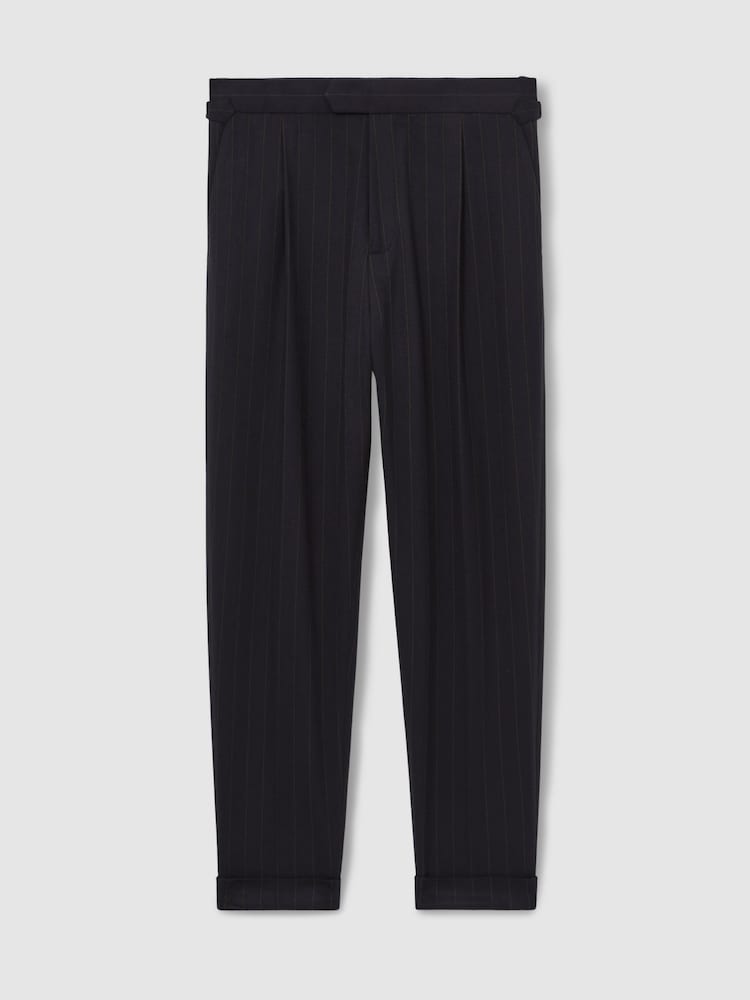 Reiss Navy Ring Pinstripe Tapered Trousers - Image 2 of 6