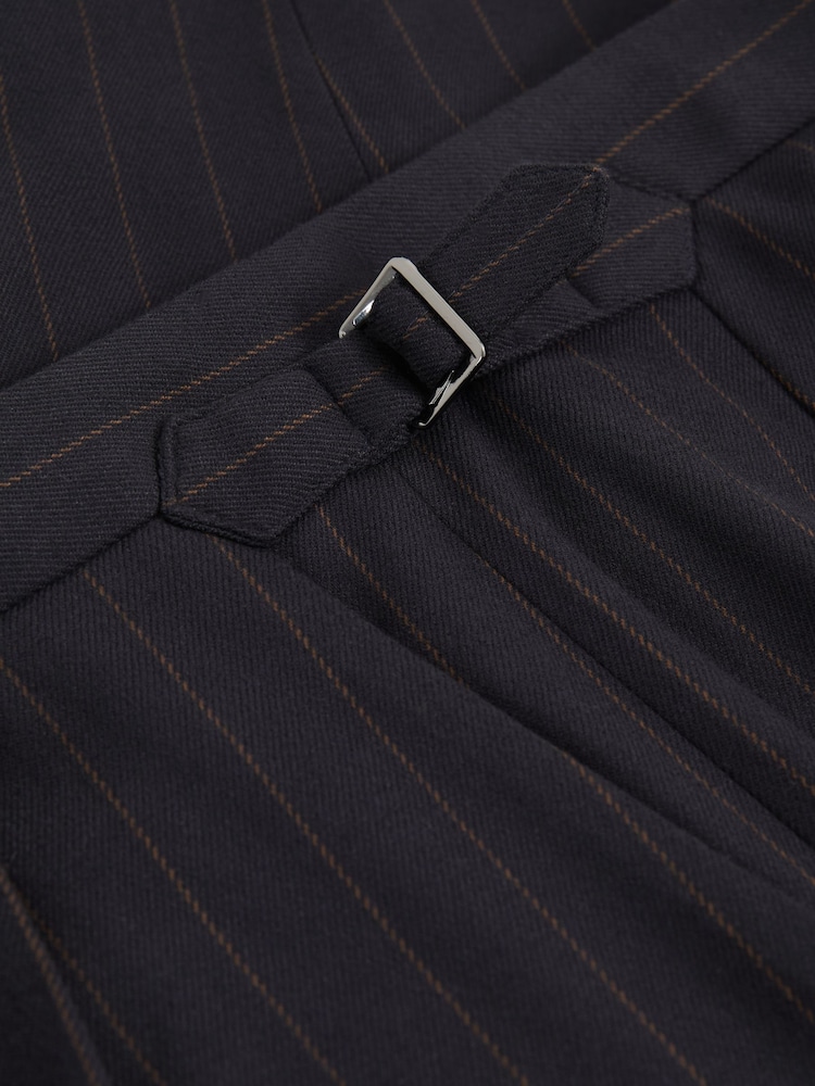 Reiss Navy Ring Pinstripe Tapered Trousers - Image 6 of 6