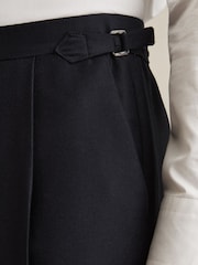 Reiss Navy Cantwell Cotton-Blend Tapered Trousers - Image 4 of 6