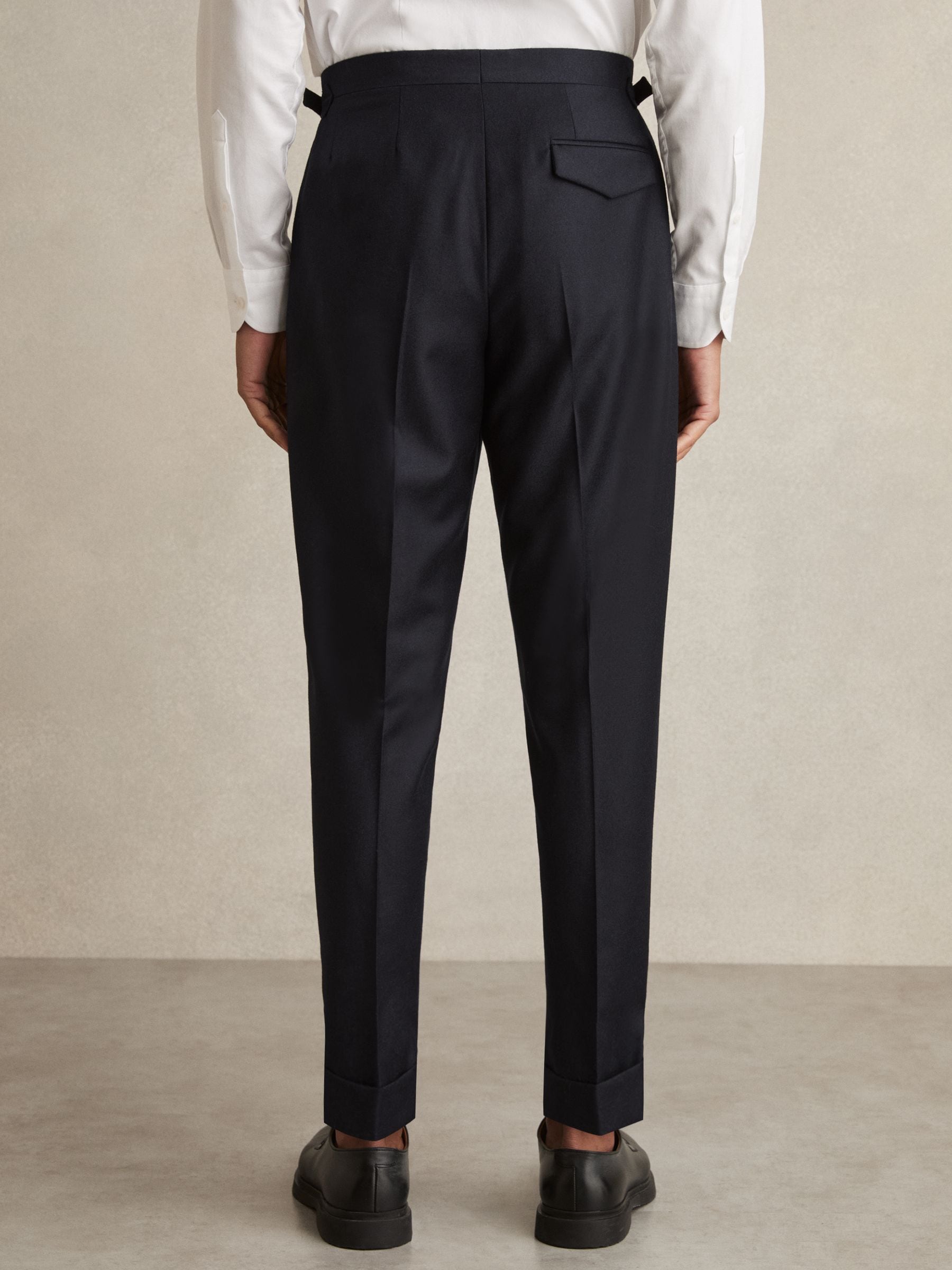 Buy Reiss Navy Cantwell Cotton-Blend Tapered Trousers from Buy Reiss Navy Cantwell Cotton-Blend Tapered Trousers from