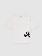 Reiss White Freddie 9-12 yrs Cotton Script-Logo Oversized T-Shirt - Image 1 of 5