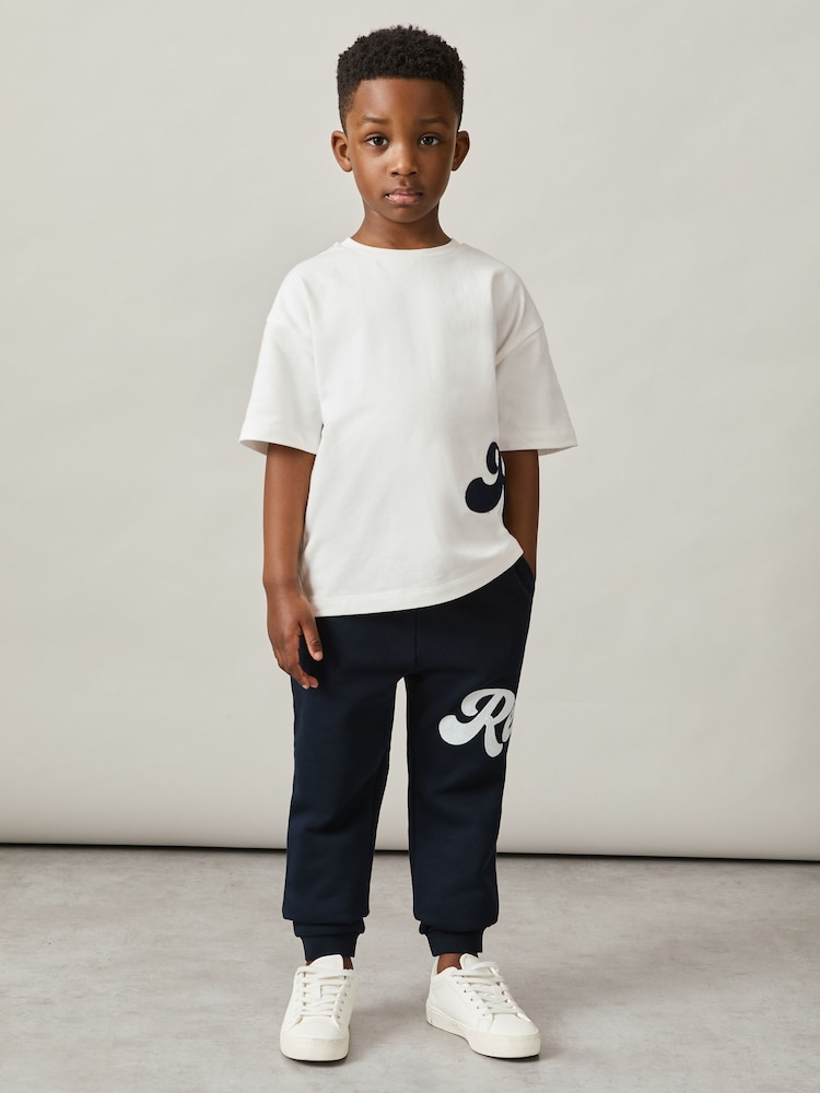 Reiss White Freddie 9-12 yrs Cotton Script-Logo Oversized T-Shirt - Image 2 of 5