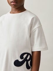 Reiss White Freddie 3-9 yrs Cotton Script-Logo Oversized T-Shirt - Image 4 of 5