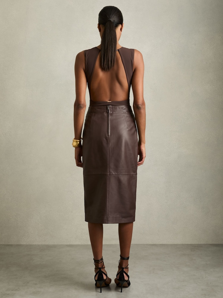Buy Reiss Burgundy Miley Leather Pencil Skirt from Next India