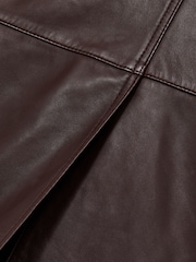 Reiss Burgundy Miley Leather Pencil Skirt - Image 6 of 6