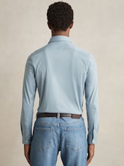 Reiss Soft Blue Duke Cotton-Jersey Button-Through Shirt - Image 5 of 6