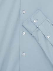 Reiss Soft Blue Duke Cotton-Jersey Button-Through Shirt - Image 6 of 6