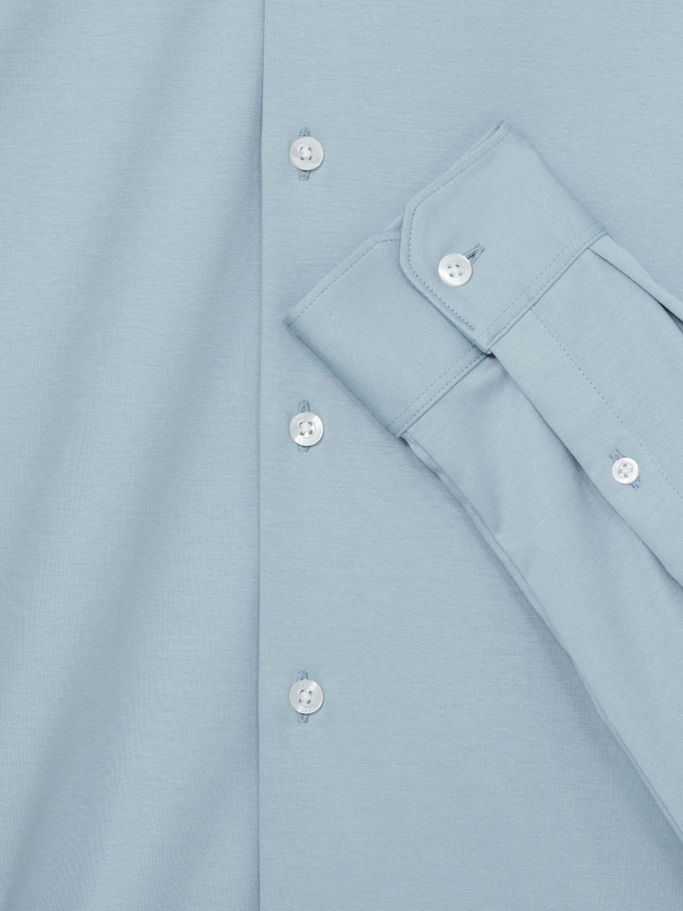Reiss Soft Blue Duke Cotton-Jersey Button-Through Shirt - Image 6 of 6