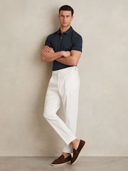 Reiss Navy Earl Cotton Short-Sleeve Polo Shirt - Image 1 of 5