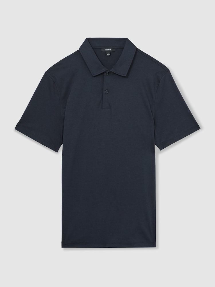 Reiss Navy Earl Cotton Short-Sleeve Polo Shirt - Image 2 of 5