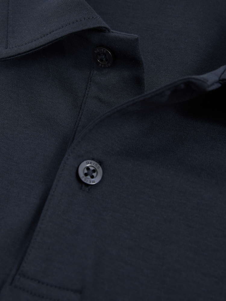 Reiss Navy Earl Cotton Short-Sleeve Polo Shirt - Image 5 of 5