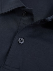 Reiss Navy Earl Air-Water Cotton Polo Shirt - Image 6 of 6