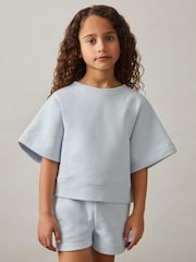Reiss Blue Meg Cotton-Blend Sweatshirt And Shorts Set - Image 3 of 5