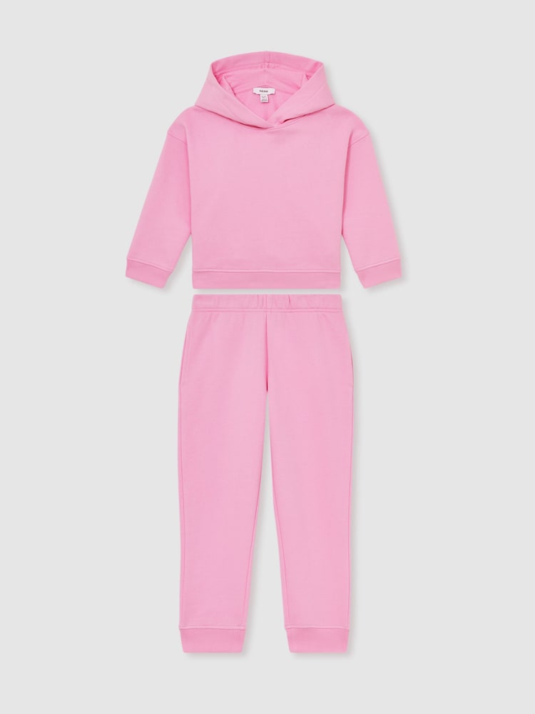 Reiss Bright Pink Harp Cotton Blend Hoodie And Joggers Set - Image 1 of 4