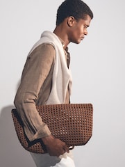 Reiss Light Taupe Brown Queens Linen Button-Through Shirt - Image 3 of 6
