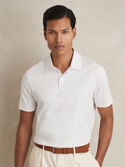 Reiss White Earl Cotton Short-Sleeve Polo Shirt - Image 1 of 5