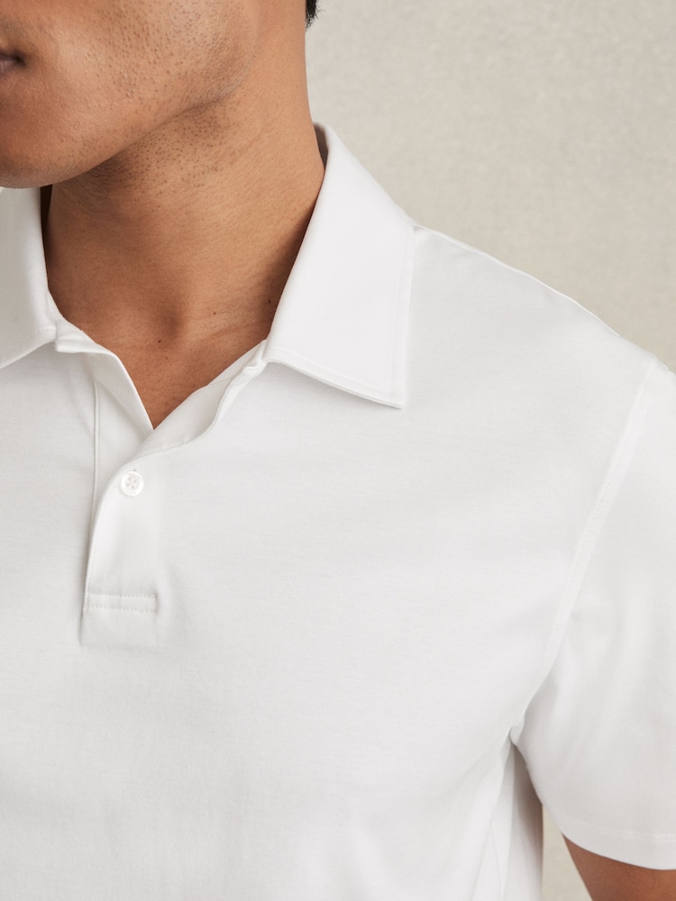 Reiss White Earl Cotton Short-Sleeve Polo Shirt - Image 3 of 5