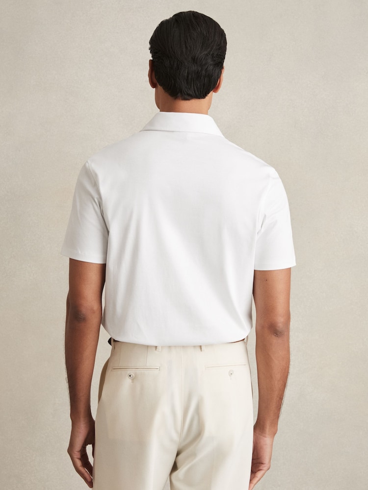 Reiss White Earl Cotton Short-Sleeve Polo Shirt - Image 4 of 5