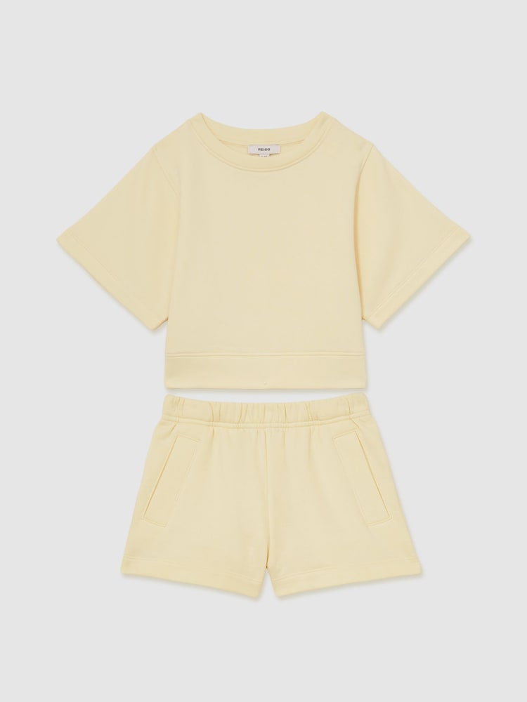 Zitrone - Reiss – Meg – Sweatshirt und Shorts im Set aus Baumwollmischung - Bild 1 von 4 Zitrone - Reiss – Meg – Sweatshirt und Shorts im Set aus Baumwollmischung - Bild 1 von 4