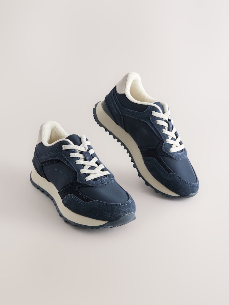 Navy Blue Elastic Lace Trainers - Image 1 of 5