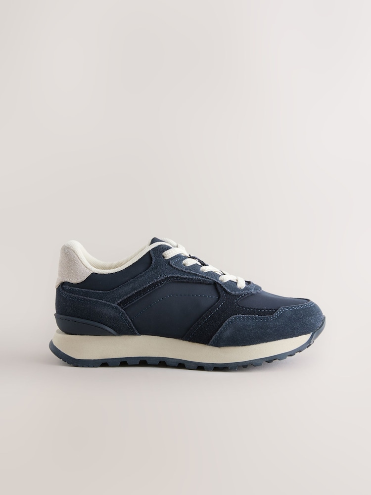 Navy Blue Elastic Lace Trainers - Image 2 of 5