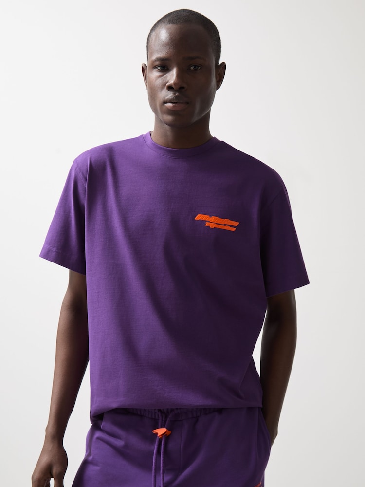 Reiss Purple Nakata McLaren F1 Team Oversize Logo T-Shirt Unisex Fit - Image 1 of 9
